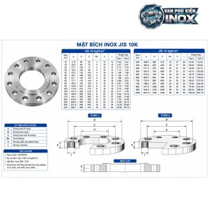 Cấu tạo kích thước Mặt Bích Inox JIS10K