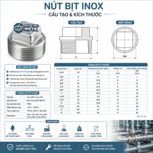 Cấu tạo kích thước nút bịt inox