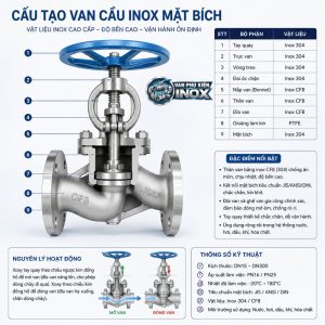 Cấu tạo van cầu inox mặt bích