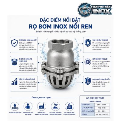 Đặc điêm nôi bật rọ bơm inox ren