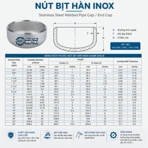 Kích thước nút bịt hàn inox