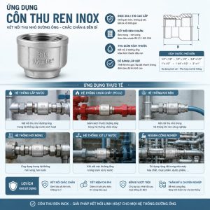 Ứng dụng côn thu ren inox