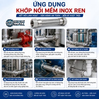 Ứng dụng khớp nối mềm ren inox