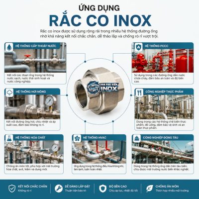 Ứng dụng rắc co inox 304