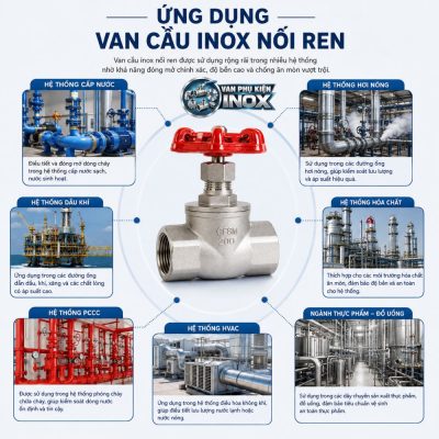 Ứng dụng van cầu nối ren inox