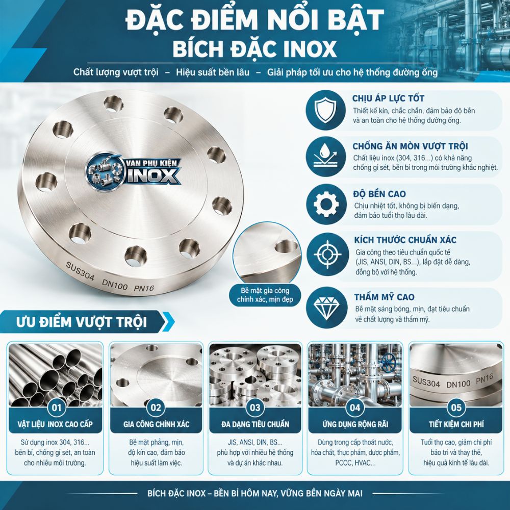 Đặc Điểm Nổi Bật Mặt Bích Inox Đặc