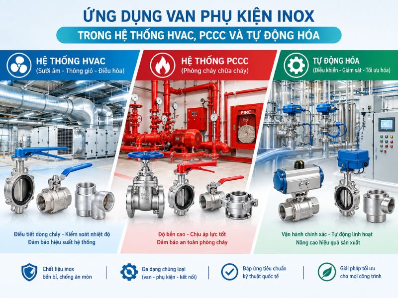 Ứng dụng Van phụ kiện inox