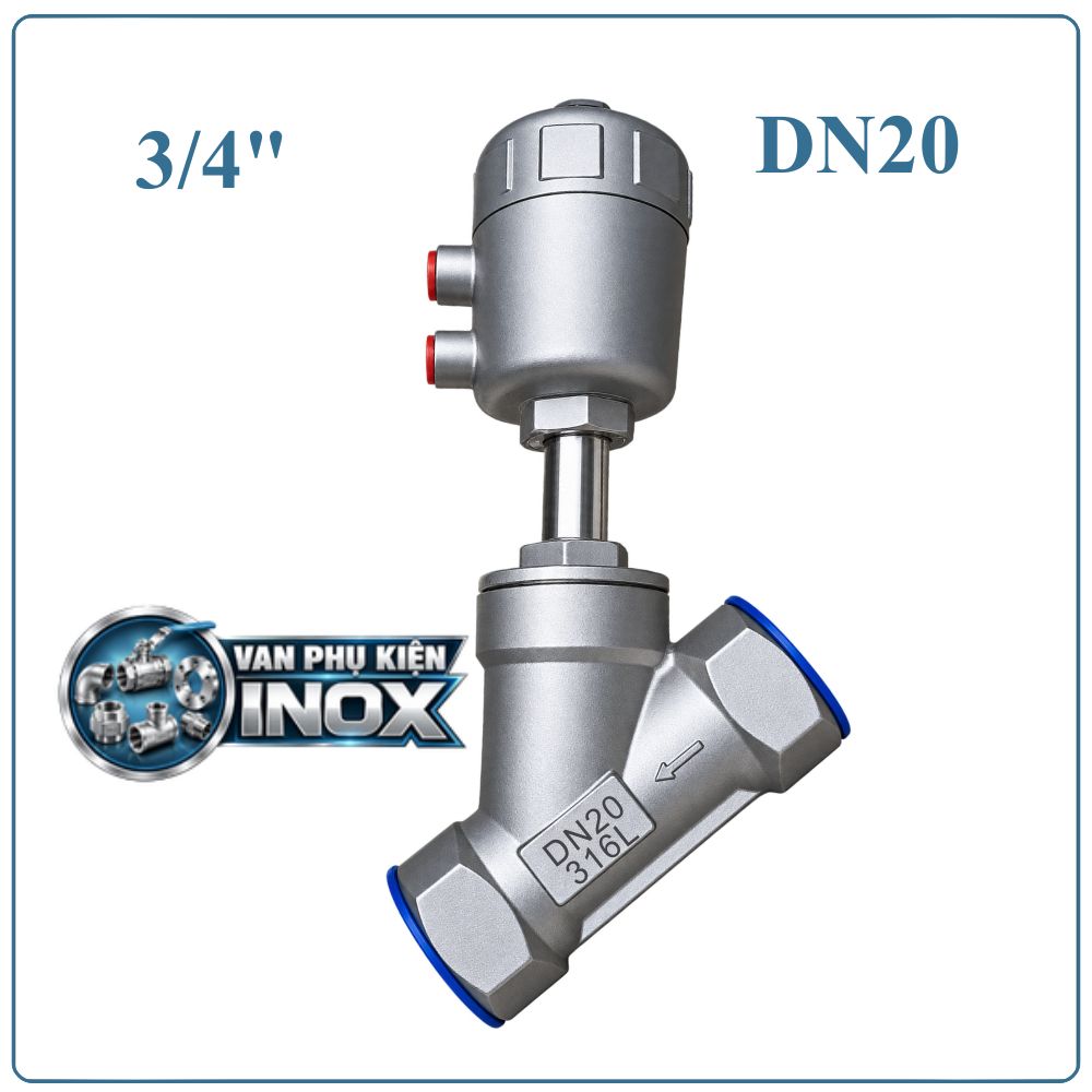 Van Y Xiên Điều Khiển Khí Nén Inox DN20