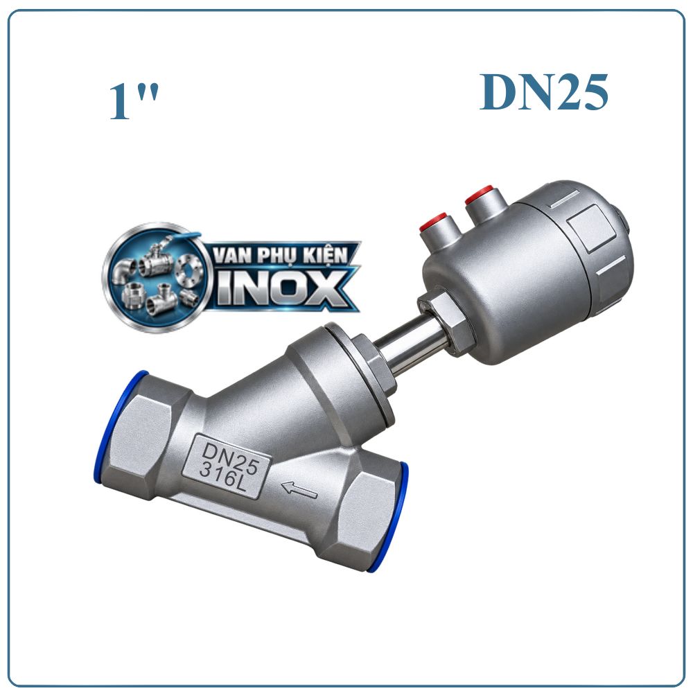Van Y Xiên Điều Khiển Khí Nén Inox DN25