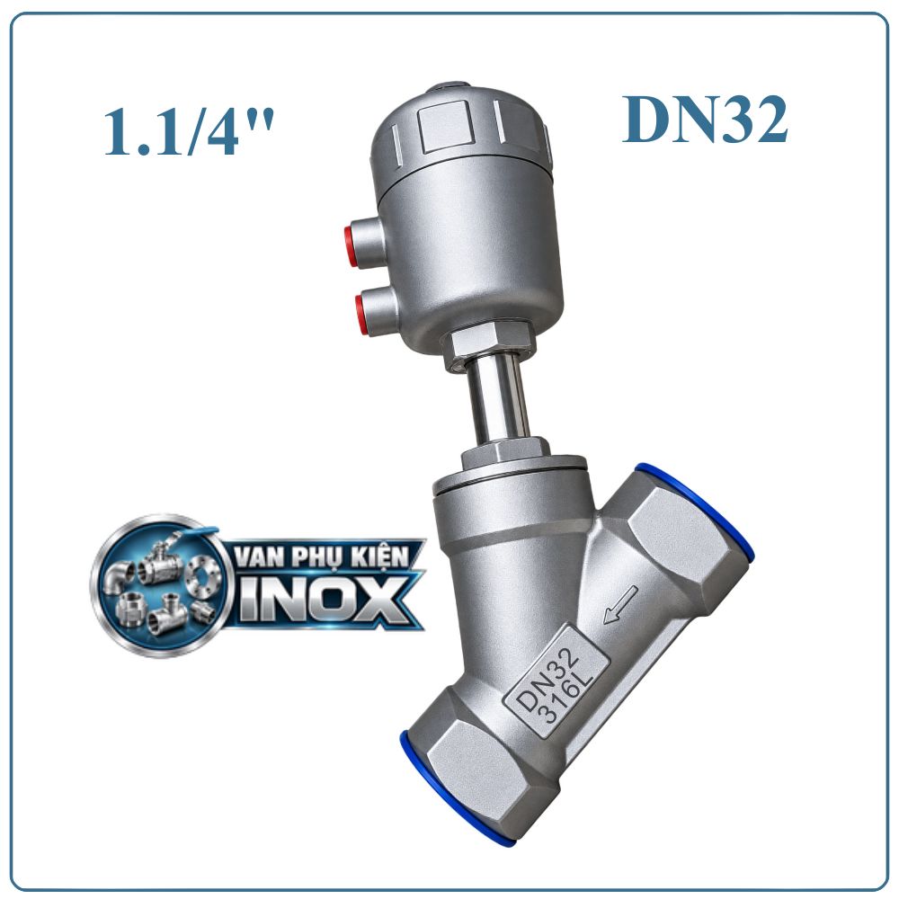 Van Y Xiên Điều Khiển Khí Nén Inox DN32